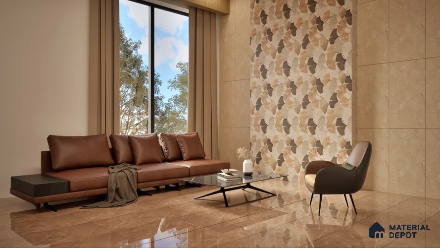 Marble Floor & Wall Tile TL 05811 Gravier Dune Glow 2 ft x 4 ft Vitrified High Gloss Finish - 9 mm | 8 Random Design | Suitable for Living Room, Bedroom, Bathroom