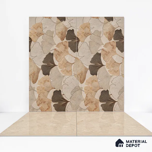 Marble Floor & Wall Tile TL 05811 Gravier Dune Glow 2 ft x 4 ft Vitrified High Gloss Finish - 9 mm | 8 Random Design | Suitable for Living Room, Bedroom, Bathroom (Sample)