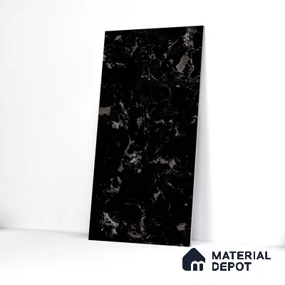 Marble Floor & Wall Tile TL 05819 B Gravier Galaxy Silver 2 ft x 4 ft Vitrified High Gloss Finish - 9 mm | 6 Random Design | Suitable for Living Room, Bedroom, Bathroom