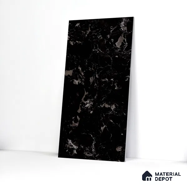 Marble Floor & Wall Tile TL 05819 B Gravier Galaxy Silver 2 ft x 4 ft Vitrified High Gloss Finish - 9 mm | 6 Random Design | Suitable for Living Room, Bedroom, Bathroom