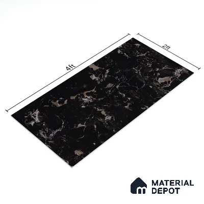 Marble Floor & Wall Tile TL 05819 B Gravier Galaxy Silver 2 ft x 4 ft Vitrified High Gloss Finish - 9 mm | 6 Random Design | Suitable for Living Room, Bedroom, Bathroom