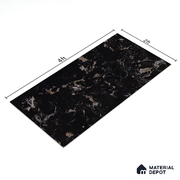 Marble Floor & Wall Tile TL 05819 B Gravier Galaxy Silver 2 ft x 4 ft Vitrified High Gloss Finish - 9 mm | 6 Random Design | Suitable for Living Room, Bedroom, Bathroom