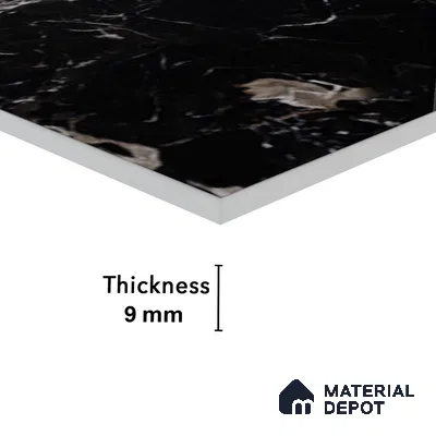 Marble Floor & Wall Tile TL 05819 B Gravier Galaxy Silver 2 ft x 4 ft Vitrified High Gloss Finish - 9 mm | 6 Random Design | Suitable for Living Room, Bedroom, Bathroom