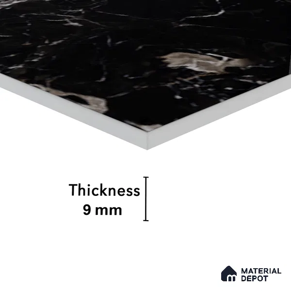 Marble Floor & Wall Tile TL 05819 B Gravier Galaxy Silver 2 ft x 4 ft Vitrified High Gloss Finish - 9 mm | 6 Random Design | Suitable for Living Room, Bedroom, Bathroom