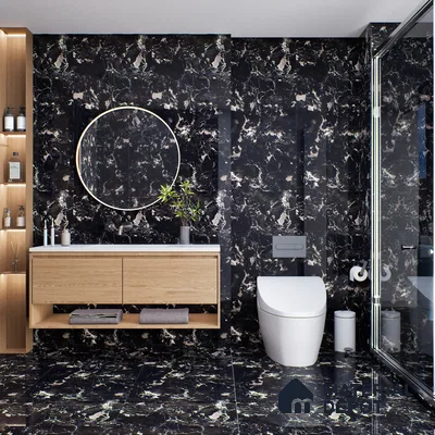 Marble Floor & Wall Tile TL 05819 B Gravier Galaxy Silver 2 ft x 4 ft Vitrified High Gloss Finish - 9 mm | 6 Random Design | Suitable for Living Room, Bedroom, Bathroom
