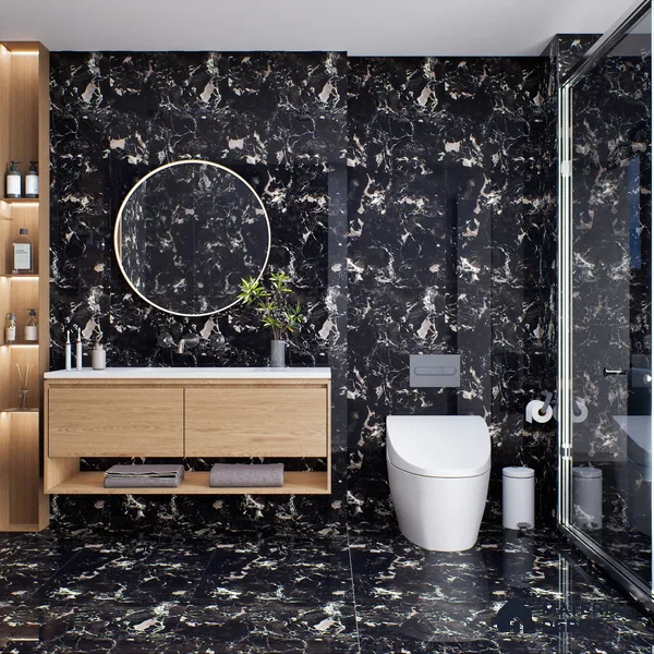 Marble Floor & Wall Tile TL 05819 B Gravier Galaxy Silver 2 ft x 4 ft Vitrified High Gloss Finish - 9 mm | 6 Random Design | Suitable for Living Room, Bedroom, Bathroom