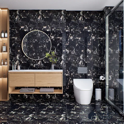 Marble Floor & Wall Tile TL 05819 B Gravier Galaxy Silver 2 ft x 4 ft Vitrified High Gloss Finish - 9 mm | 6 Random Design | Suitable for Living Room, Bedroom, Bathroom