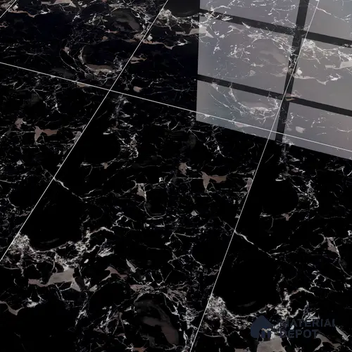 Marble Floor & Wall Tile TL 05819 B Gravier Galaxy Silver 2 ft x 4 ft Vitrified High Gloss Finish - 9 mm | 6 Random Design | Suitable for Living Room, Bedroom, Bathroom