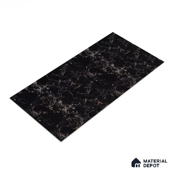Marble Floor & Wall Tile TL 05819 B Gravier Galaxy Silver 2 ft x 4 ft Vitrified High Gloss Finish - 9 mm | 6 Random Design | Suitable for Living Room, Bedroom, Bathroom