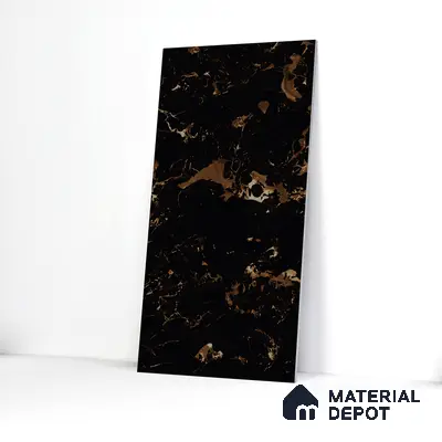 Marble Floor & Wall Tile TL 05819 Gravier Galaxy Gold 2 ft x 4 ft Vitrified High Gloss Finish - 9 mm | 6 Random Design | Suitable for Living Room, Bedroom, Bathroom