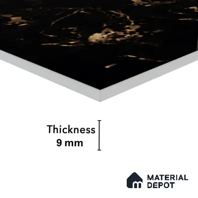 Marble Floor & Wall Tile TL 05819 Gravier Galaxy Gold 2 ft x 4 ft Vitrified High Gloss Finish - 9 mm | 6 Random Design | Suitable for Living Room, Bedroom, Bathroom