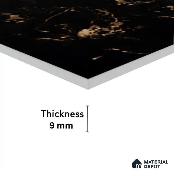 Marble Floor & Wall Tile TL 05819 Gravier Galaxy Gold 2 ft x 4 ft Vitrified High Gloss Finish - 9 mm | 6 Random Design | Suitable for Living Room, Bedroom, Bathroom