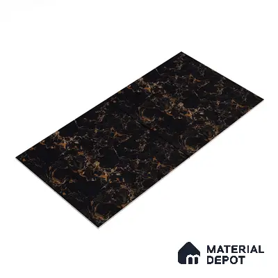 Marble Floor & Wall Tile TL 05819 Gravier Galaxy Gold 2 ft x 4 ft Vitrified High Gloss Finish - 9 mm | 6 Random Design | Suitable for Living Room, Bedroom, Bathroom