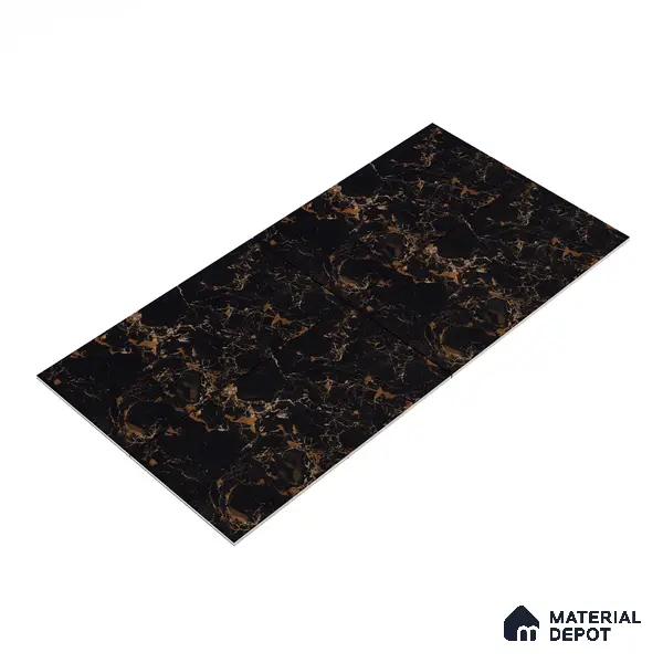 Marble Floor & Wall Tile TL 05819 Gravier Galaxy Gold 2 ft x 4 ft Vitrified High Gloss Finish - 9 mm | 6 Random Design | Suitable for Living Room, Bedroom, Bathroom