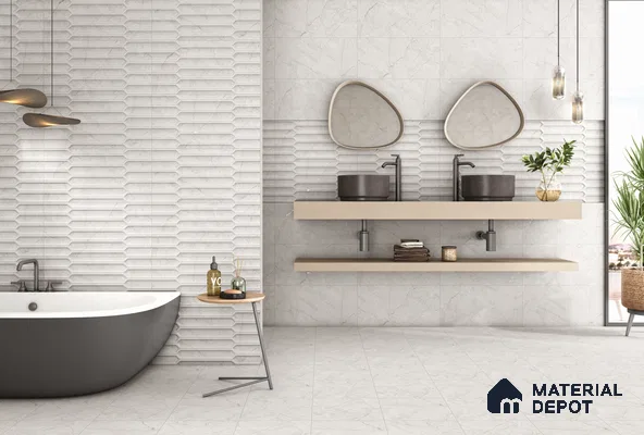 Marble Matching Floor Tile TL 05474 C Lustra Charm Pearl 1 ft x 1 ft Ceramic Antiskid Matte Finish - 9 mm | Suitable for Bathroom, Kitchen (Sample)