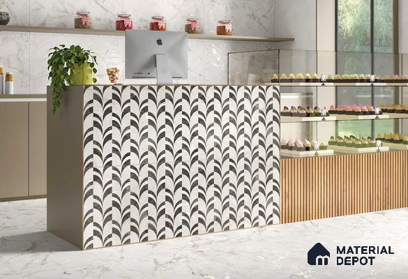 Highlighter Wall Tile TL 05800 B Gravier Nebula Silver Decor 2 ft x 4 ft Vitrified Carving Matte Finish - 9 mm | 4 Random Design | Suitable for Living Room, Bedroom, Bathroom (Sample)
