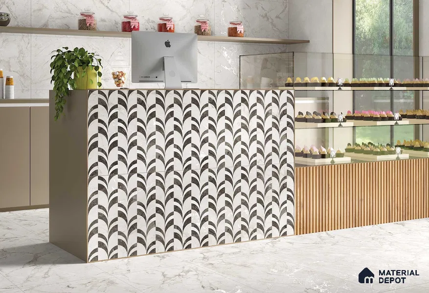 Highlighter Wall Tile TL 05800 B Gravier Nebula Silver Decor 2 ft x 4 ft Vitrified Carving Matte Finish - 9 mm | 4 Random Design | Suitable for Living Room, Bedroom, Bathroom (Sample)