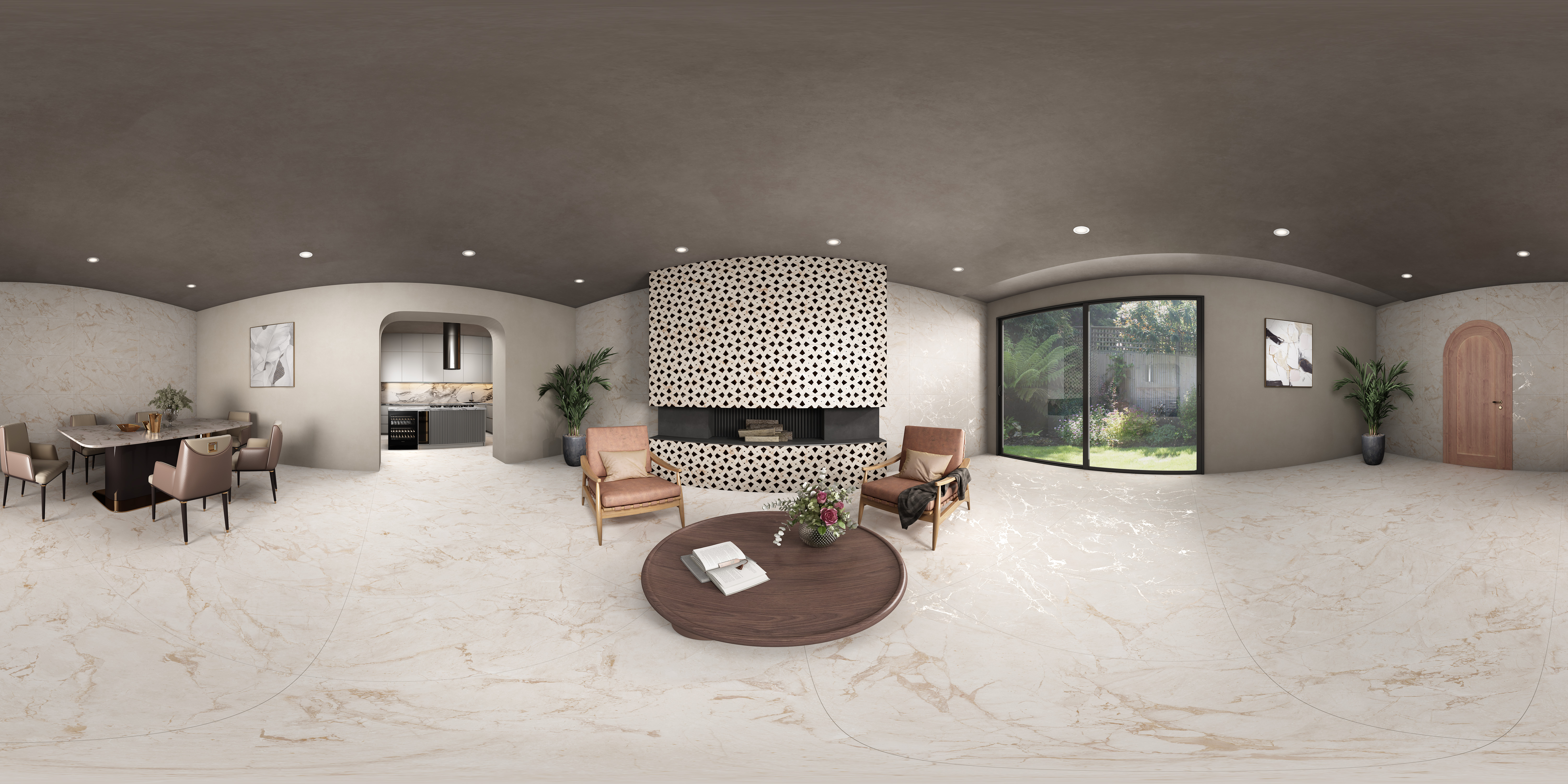 Carving Floor & Wall Tile TL 05800 C Gravier Nebula Ivory 2 ft x 4 ft Vitrified Carving Matte Finish - 9 mm | 10 Random Design | Suitable for Living Room, Bedroom, Bathroom (Sample)