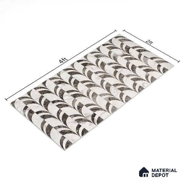 Highlighter Wall Tile TL 05800 B Gravier Nebula Silver Decor 2 ft x 4 ft Vitrified Carving Matte Finish - 9 mm | 4 Random Design | Suitable for Living Room, Bedroom, Bathroom (Sample)