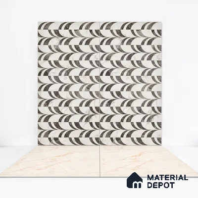Highlighter Wall Tile TL 05800 B Gravier Nebula Silver Decor 2 ft x 4 ft Vitrified Carving Matte Finish - 9 mm | 4 Random Design | Suitable for Living Room, Bedroom, Bathroom (Sample)