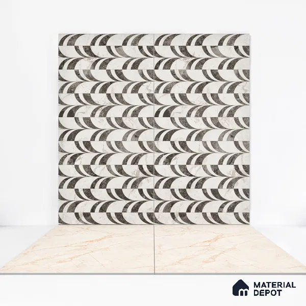 Highlighter Wall Tile TL 05800 B Gravier Nebula Silver Decor 2 ft x 4 ft Vitrified Carving Matte Finish - 9 mm | 4 Random Design | Suitable for Living Room, Bedroom, Bathroom (Sample)