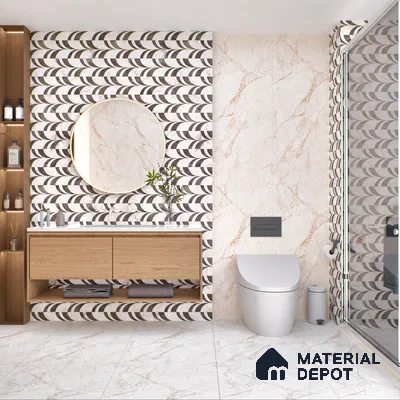 Carving Floor & Wall Tile TL 05800 Gravier Nebula Silver 2 ft x 4 ft Vitrified Carving Matte Finish - 9 mm | 10 Random Design | Suitable for Living Room, Bedroom, Bathroom (Sample)