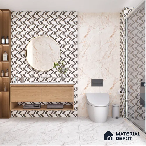 Carving Floor & Wall Tile TL 05800 Gravier Nebula Silver 2 ft x 4 ft Vitrified Carving Matte Finish - 9 mm | 10 Random Design | Suitable for Living Room, Bedroom, Bathroom