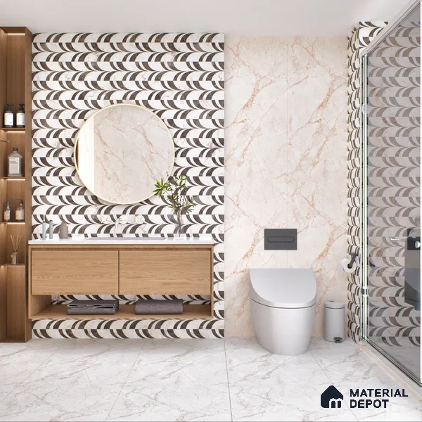 Carving Floor & Wall Tile TL 05800 Gravier Nebula Silver 2 ft x 4 ft Vitrified Carving Matte Finish - 9 mm | 10 Random Design | Suitable for Living Room, Bedroom, Bathroom (Sample)
