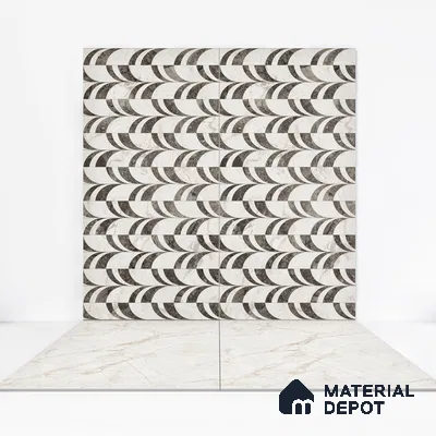 Carving Floor & Wall Tile TL 05800 Gravier Nebula Silver 2 ft x 4 ft Vitrified Carving Matte Finish - 9 mm | 10 Random Design | Suitable for Living Room, Bedroom, Bathroom (Sample)