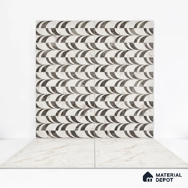 Carving Floor & Wall Tile TL 05800 Gravier Nebula Silver 2 ft x 4 ft Vitrified Carving Matte Finish - 9 mm | 10 Random Design | Suitable for Living Room, Bedroom, Bathroom (Sample)
