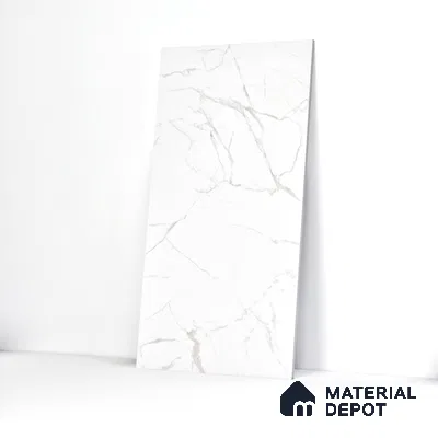 Marble Floor & Wall Tile TL 05883 C Gravier Noble White 5.2 ft x 2.6 ft Vitrified High Gloss Finish - 9 mm | 4 Random Design | Suitable for Living Room, Bedroom, Bathroom (Sample)