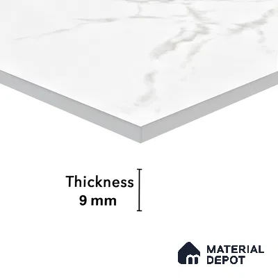 Marble Floor & Wall Tile TL 05883 C Gravier Noble White 5.2 ft x 2.6 ft Vitrified High Gloss Finish - 9 mm | 4 Random Design | Suitable for Living Room, Bedroom, Bathroom (Sample)