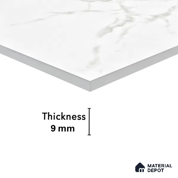 Marble Floor & Wall Tile TL 05883 C Gravier Noble White 5.2 ft x 2.6 ft Vitrified High Gloss Finish - 9 mm | 4 Random Design | Suitable for Living Room, Bedroom, Bathroom (Sample)