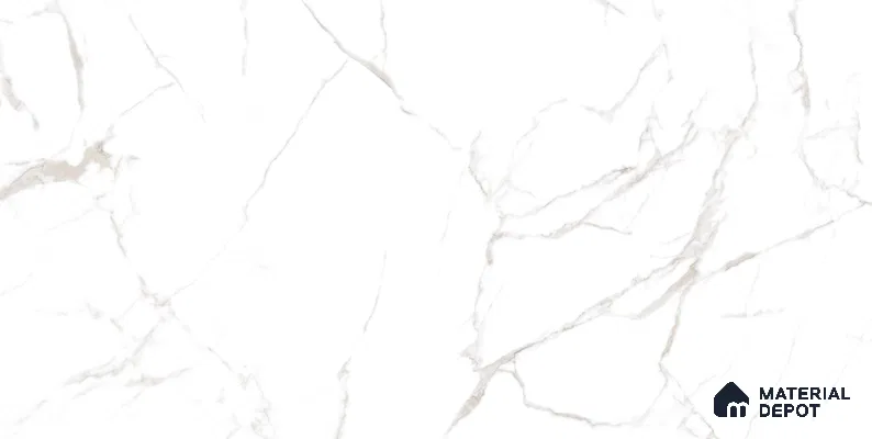 Marble Floor & Wall Tile TL 05883 C Gravier Noble White 5.2 ft x 2.6 ft Vitrified High Gloss Finish - 9 mm | 4 Random Design | Suitable for Living Room, Bedroom, Bathroom (Sample)