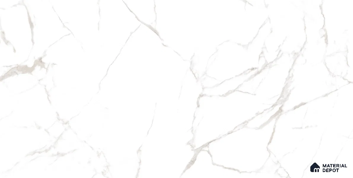Marble Floor & Wall Tile TL 05883 C Gravier Noble White 5.2 ft x 2.6 ft Vitrified High Gloss Finish - 9 mm | 4 Random Design | Suitable for Living Room, Bedroom, Bathroom (Sample)