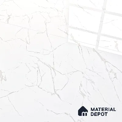 Marble Floor & Wall Tile TL 05883 C Gravier Noble White 5.2 ft x 2.6 ft Vitrified High Gloss Finish - 9 mm | 4 Random Design | Suitable for Living Room, Bedroom, Bathroom (Sample)