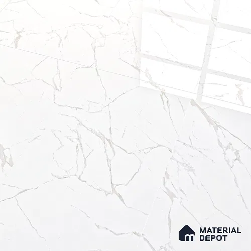 Marble Floor & Wall Tile TL 05883 C Gravier Noble White 5.2 ft x 2.6 ft Vitrified High Gloss Finish - 9 mm | 4 Random Design | Suitable for Living Room, Bedroom, Bathroom