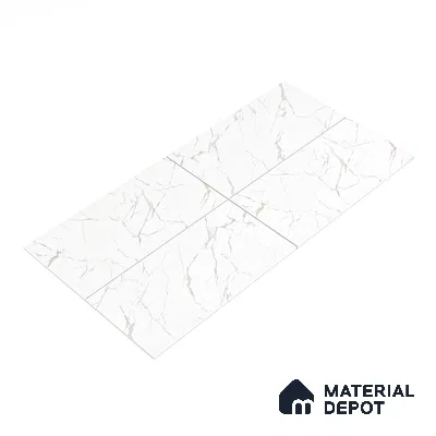 Marble Floor & Wall Tile TL 05883 C Gravier Noble White 5.2 ft x 2.6 ft Vitrified High Gloss Finish - 9 mm | 4 Random Design | Suitable for Living Room, Bedroom, Bathroom (Sample)
