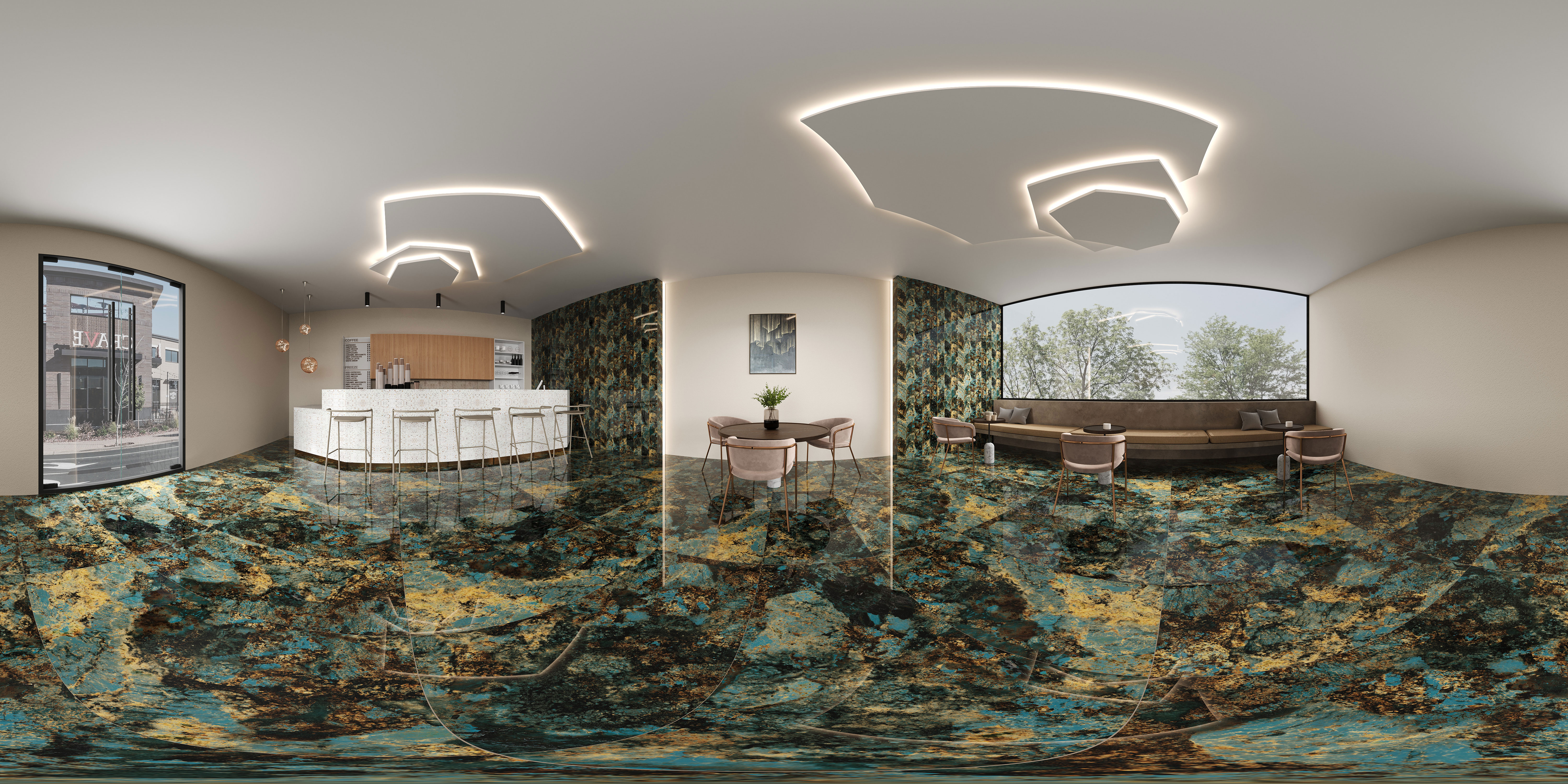 Marble Wall Tile TL 05459 B Obsidian Aqua Decor 2 ft x 4 ft Vitrified High Gloss Finish - 9 mm | Suitable for Living Room, Bedroom, Bathroom, Kitchen