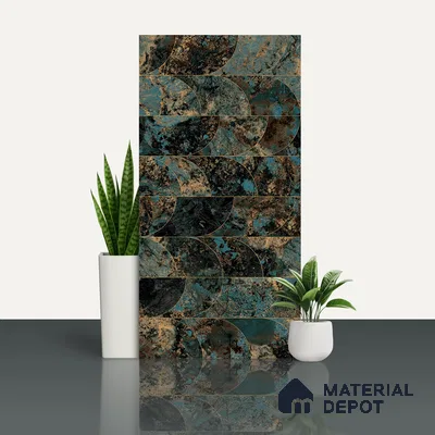 Marble Wall Tile TL 05459 B Obsidian Aqua Decor 2 ft x 4 ft Vitrified High Gloss Finish - 9 mm | Suitable for Living Room, Bedroom, Bathroom, Kitchen