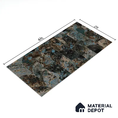 Marble Wall Tile TL 05459 B Obsidian Aqua Decor 2 ft x 4 ft Vitrified High Gloss Finish - 9 mm | Suitable for Living Room, Bedroom, Bathroom, Kitchen