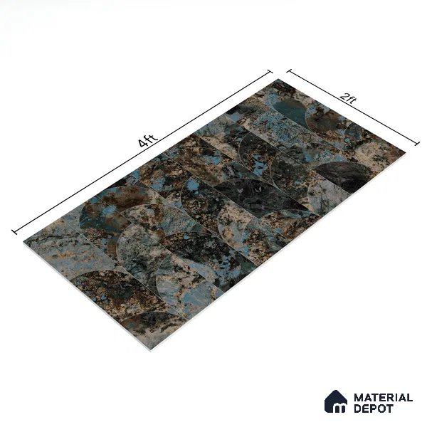 Marble Wall Tile TL 05459 B Obsidian Aqua Decor 2 ft x 4 ft Vitrified High Gloss Finish - 9 mm | Suitable for Living Room, Bedroom, Bathroom, Kitchen