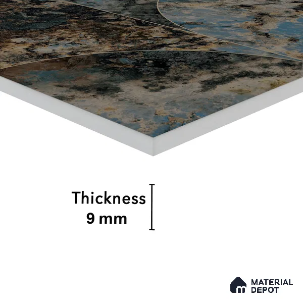 Marble Wall Tile TL 05459 B Obsidian Aqua Decor 2 ft x 4 ft Vitrified High Gloss Finish - 9 mm | Suitable for Living Room, Bedroom, Bathroom, Kitchen