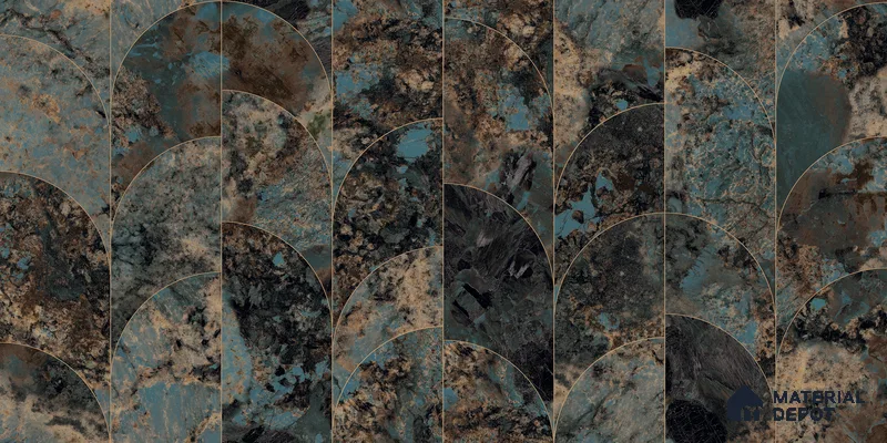 Marble Wall Tile TL 05459 B Obsidian Aqua Decor 2 ft x 4 ft Vitrified High Gloss Finish - 9 mm | Suitable for Living Room, Bedroom, Bathroom, Kitchen