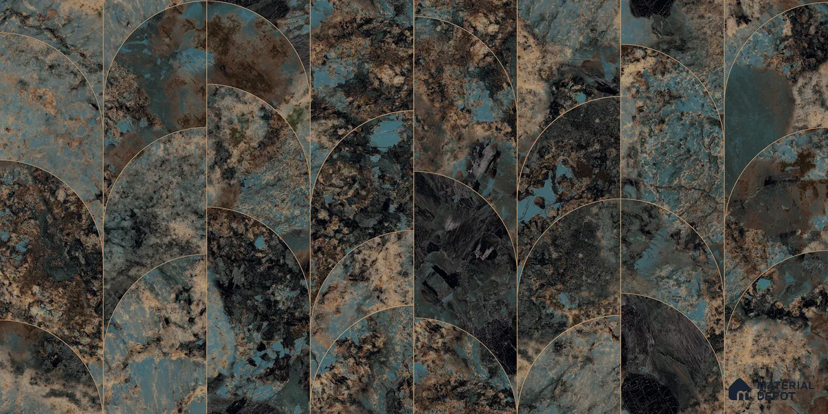 Marble Wall Tile TL 05459 B Obsidian Aqua Decor 2 ft x 4 ft Vitrified High Gloss Finish - 9 mm | Suitable for Living Room, Bedroom, Bathroom, Kitchen