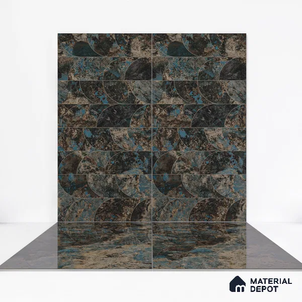 Marble Wall Tile TL 05459 B Obsidian Aqua Decor 2 ft x 4 ft Vitrified High Gloss Finish - 9 mm | Suitable for Living Room, Bedroom, Bathroom, Kitchen