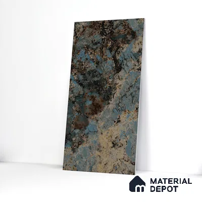 Marble Wall Tile TL 05459 Obsidian Aqua 2 ft x 4 ft Vitrified High Gloss Finish - 9 mm | 4 Random Design | Suitable for Living Room, Bedroom, Bathroom, Kitchen (Sample)