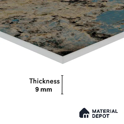 Marble Wall Tile TL 05459 Obsidian Aqua 2 ft x 4 ft Vitrified High Gloss Finish - 9 mm | 4 Random Design | Suitable for Living Room, Bedroom, Bathroom, Kitchen (Sample)