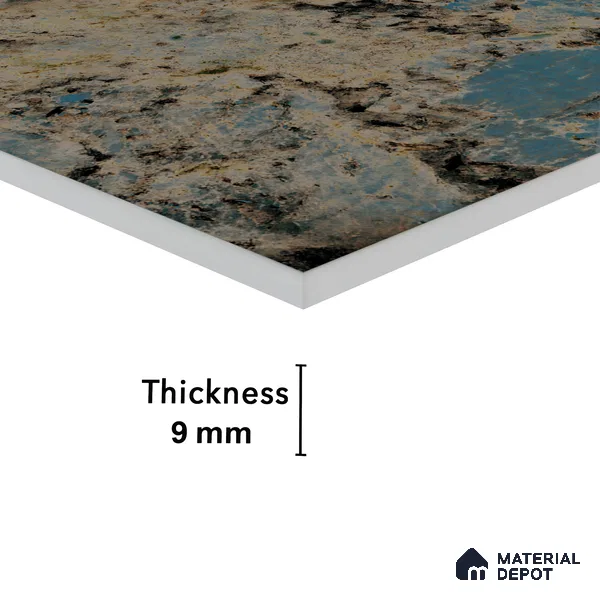 Marble Wall Tile TL 05459 Obsidian Aqua 2 ft x 4 ft Vitrified High Gloss Finish - 9 mm | 4 Random Design | Suitable for Living Room, Bedroom, Bathroom, Kitchen (Sample)