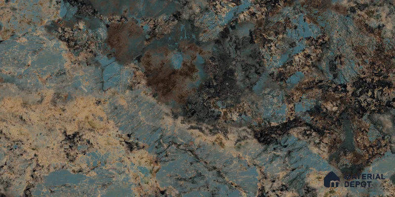 Marble Wall Tile TL 05459 Obsidian Aqua 2 ft x 4 ft Vitrified High Gloss Finish - 9 mm | 4 Random Design | Suitable for Living Room, Bedroom, Bathroom, Kitchen (Sample)